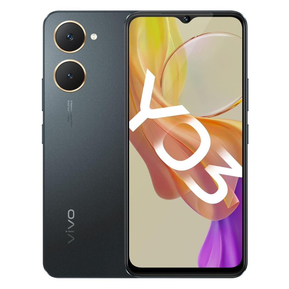 Vivo Смартфон Y03 4/128GB Космический чёрный 4/128 ГБ, черный