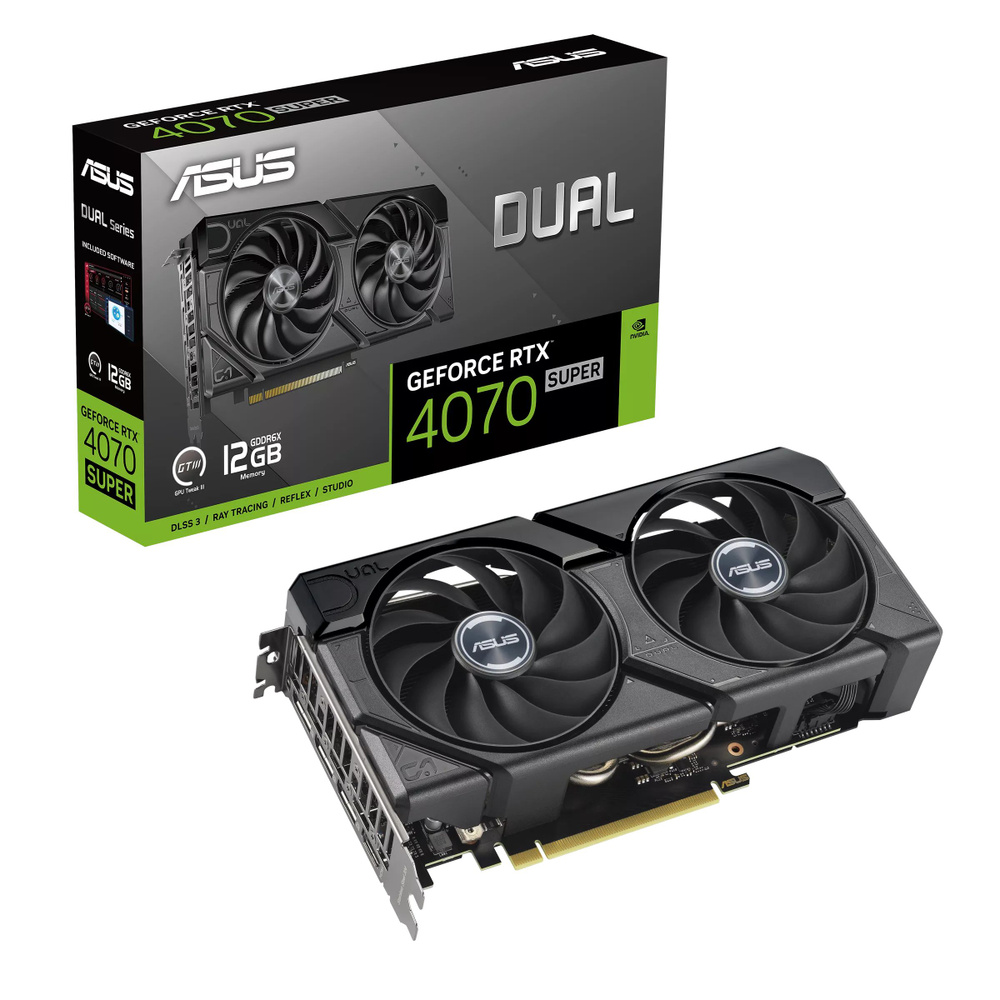 ASUS Видеокарта GeForce RTX 4070 SUPER Dual EVO Edition 12 ГБ  (DUAL-RTX4070S-12G-EVO)