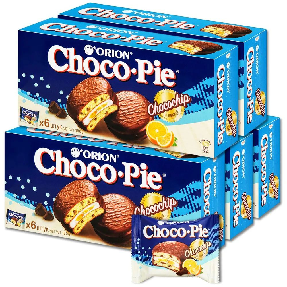 Orion Печенье Choco Pie Апельсин с шоколадом, 180 г х 5 шт #1