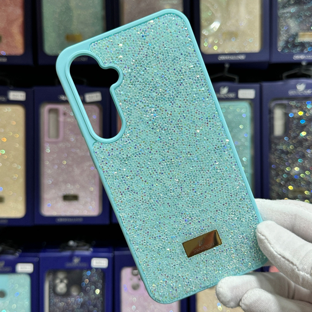 Чехол Swarovski для Samsung S23 FE голубой - купить с доставкой по выгодным  ценам в интернет-магазине OZON (1548935687)