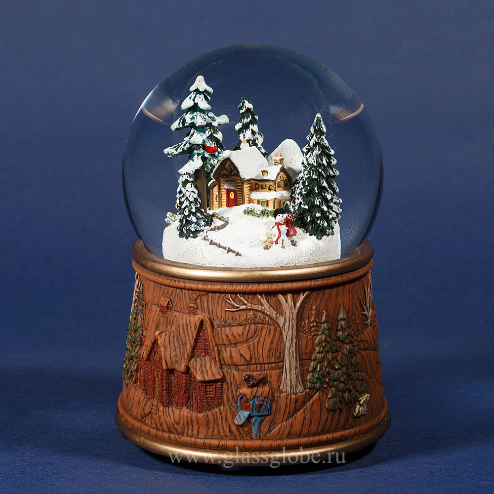 Стеклянный шар со снегом "Домик в лесу" (классический) #1