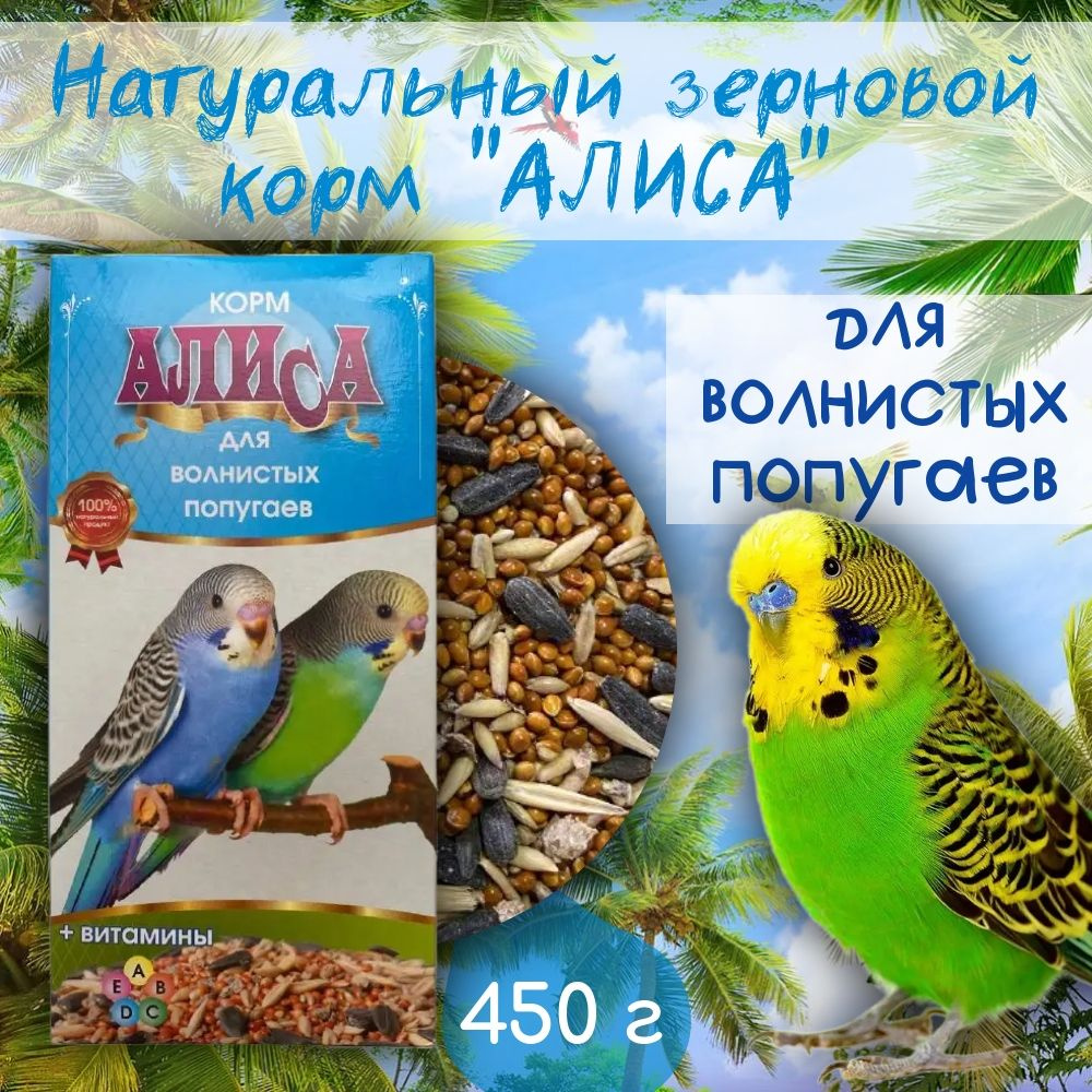 Корм для Волнистых попугаев Алиса + витамины 450г #1