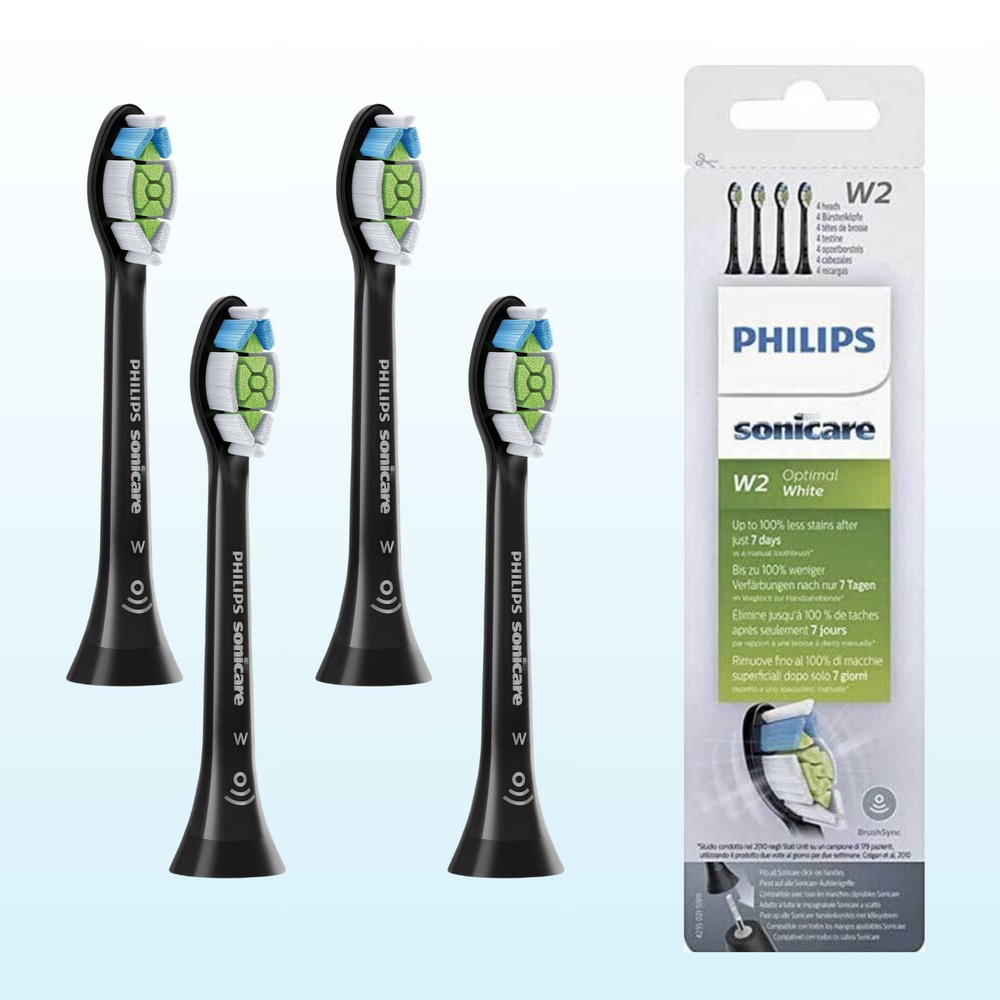 Philips Sonicare W2 Optimal Black, стандартные звуковые головки для зубных щеток - 4 упаковки  #1