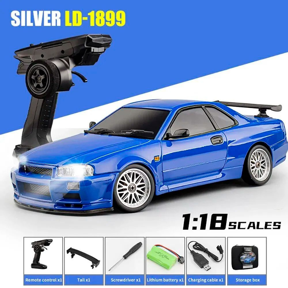 LD RC 1 18 2WD 2.4G R34 Skyline GT R 1899 blue