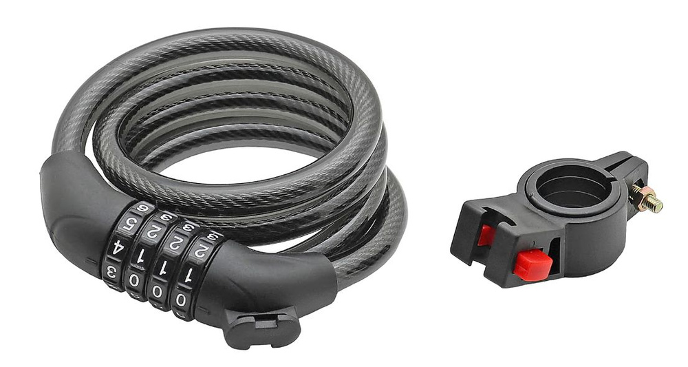 Замок велосипедный (противоугонный) кодовый 4 цифры силиконовый с ...