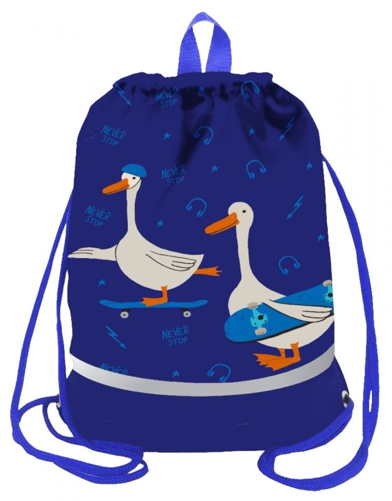 Мешок д/обуви LOREX KIDS SKATE GOOSE 42x34 см синий 1 отд. с бол. карманом на молнии с ручкой универс. #1