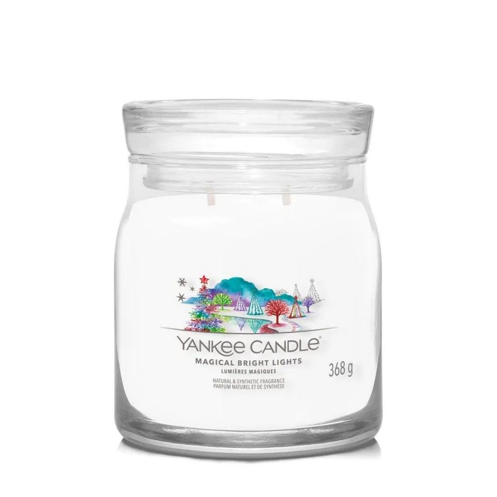 Свеча средняя в стеклянной банке Волшебные яркие огни Magical Bright Lights 368 гр / 35-50 часов #1