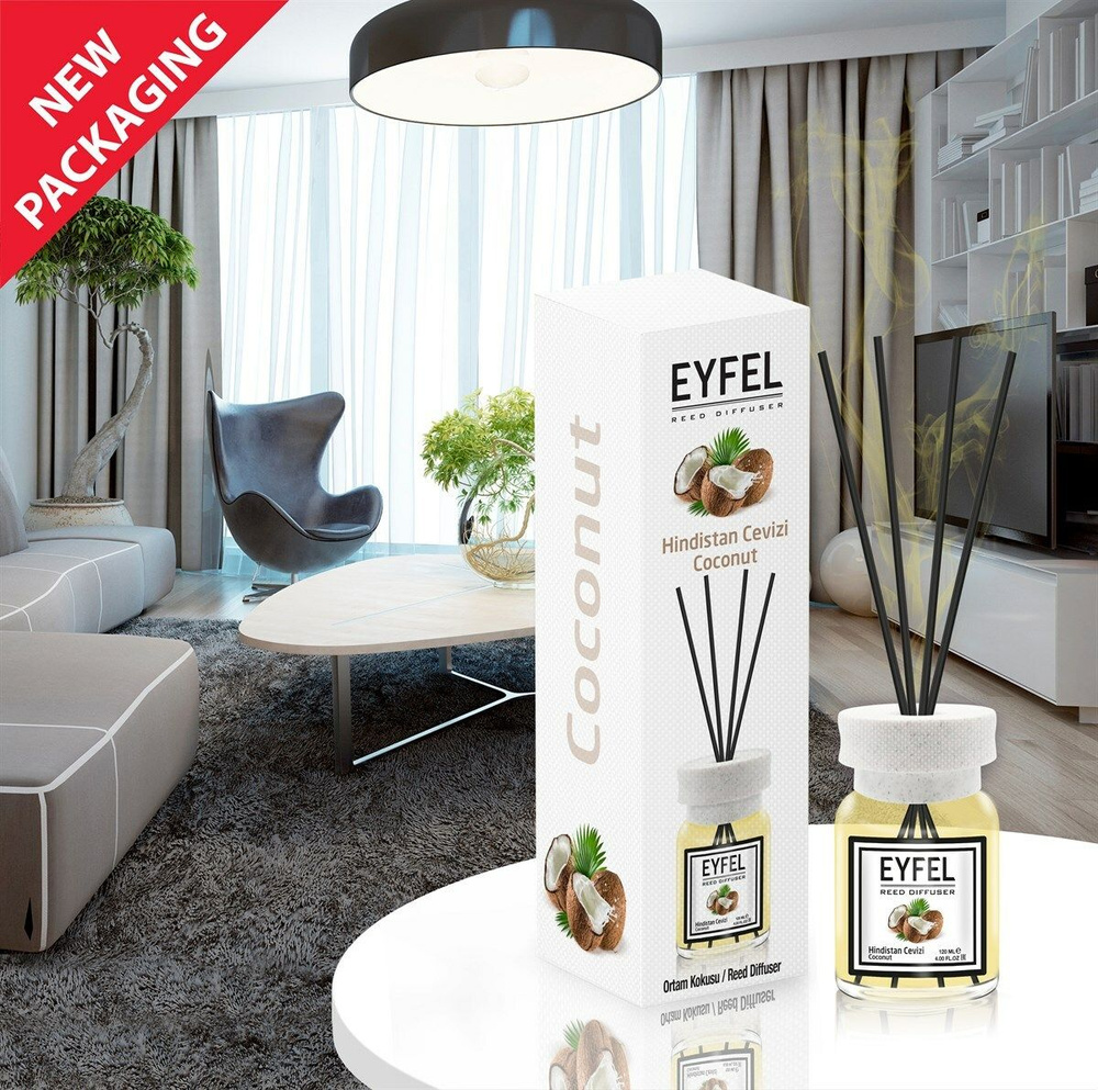 EYFEL PERFUME Диффузор Кокос, 120 мл, ароматический диффузор для дома с палочками  #1