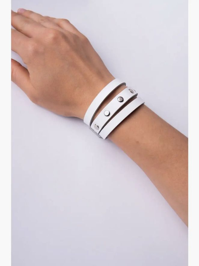 Белый женский кожаный браслет № 3 из натуральной кожи - купить с ...