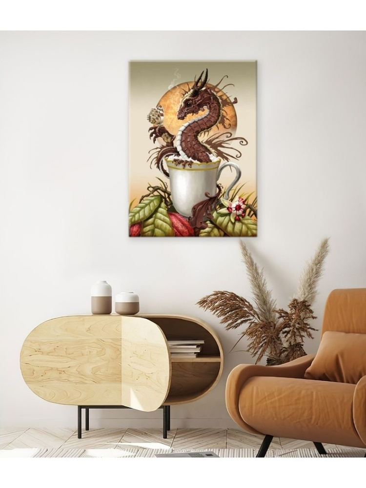 ХитАрт Картина "Картина на холсте Ukiyo e Red Panda Dragon 20х30", 30 х 20 см  #1