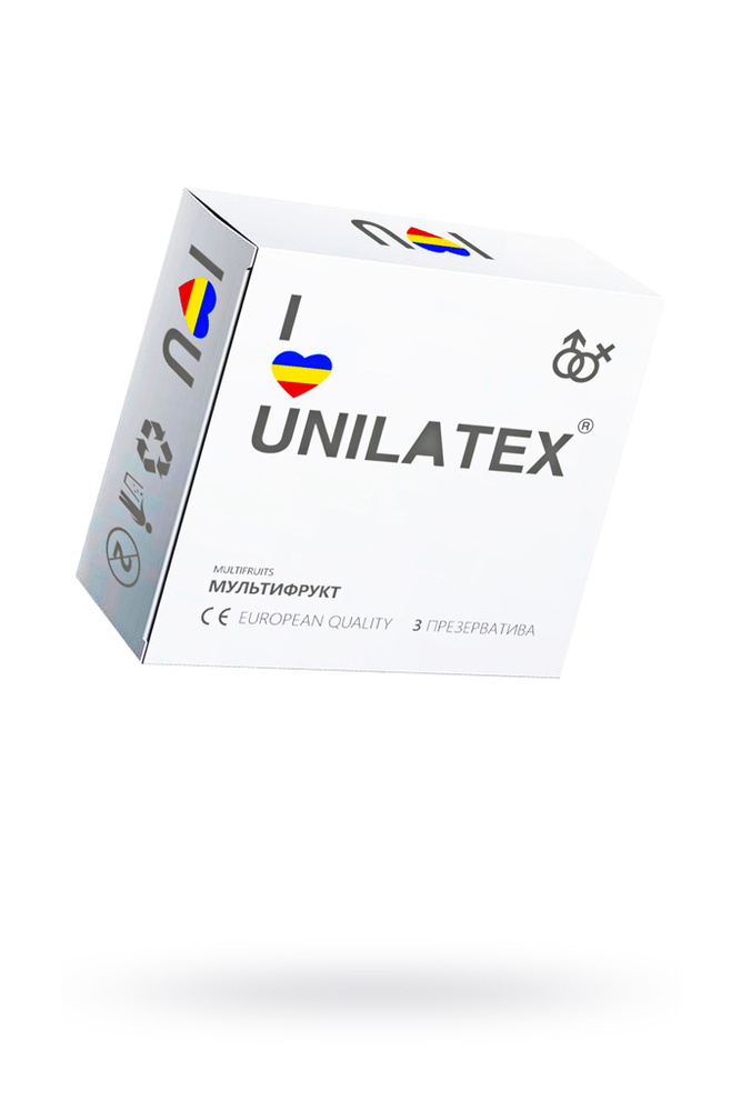 Презервативы Unilatex, multifrutis, аромат, цветные, 19 см, 5,4 см, 3 шт. 3003  #1