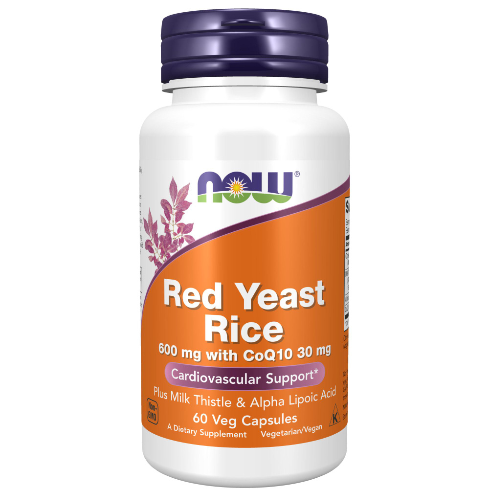 NOW Red Yeast Rice 600 mg & CoQ10, Красный рис 60 капсул #1