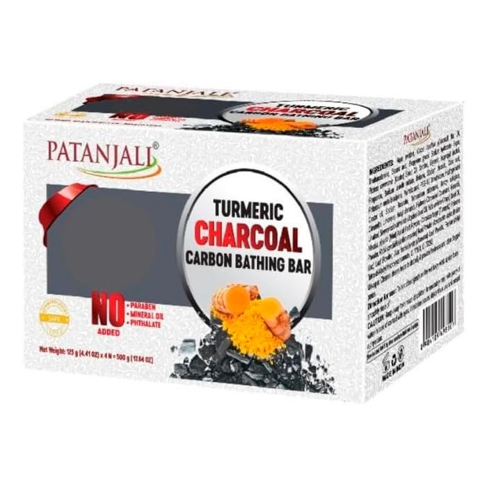 Мыло твердое травяное натуральное Куркума и Уголь Turmeric Charcoal B.Bar Patanjali (Патанджали), Индия, #1