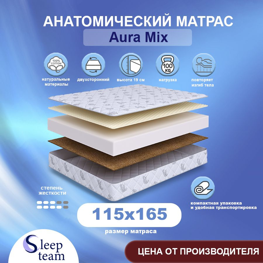 Sleepteam Матрас Aura Mix, Беспружинный, 115х165 см #1