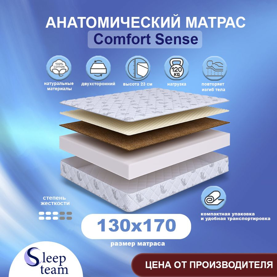 Sleepteam Матрас Comfort Sense, Беспружинный, 130х170 см #1