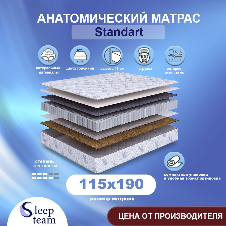 Sleepteam Матрас Standart, Независимые пружины, 115х190 см #1