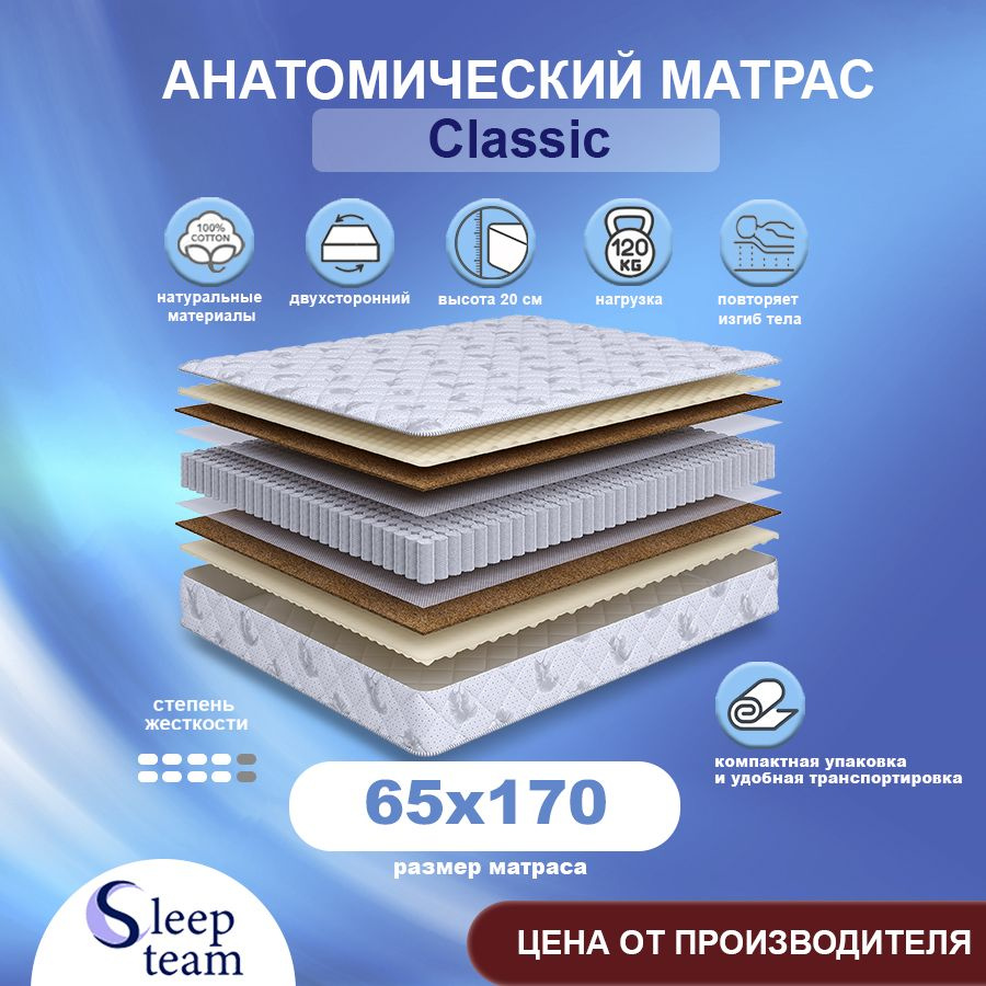 Sleepteam Матрас Classic, Независимые пружины, 65х170 см #1