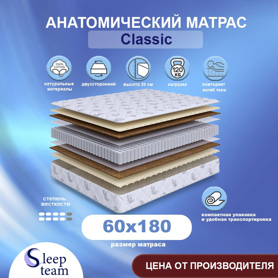 Sleepteam Матрас Classic, Независимые пружины, 60х180 см #1