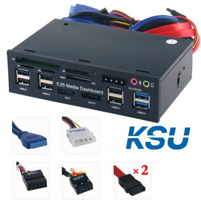 Концентратор USB 3.0 Многофункциональный порт eSATA SATA Внутренний кард-ридер PC Media Передняя панель #1