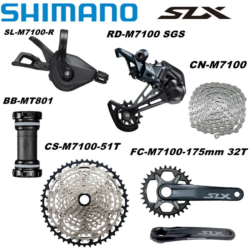 Shimano Slx M7100, группа скоростей 1x12, переключение SL-R/RD-SGS (Без окном), кассета 10-51T, цепь #1