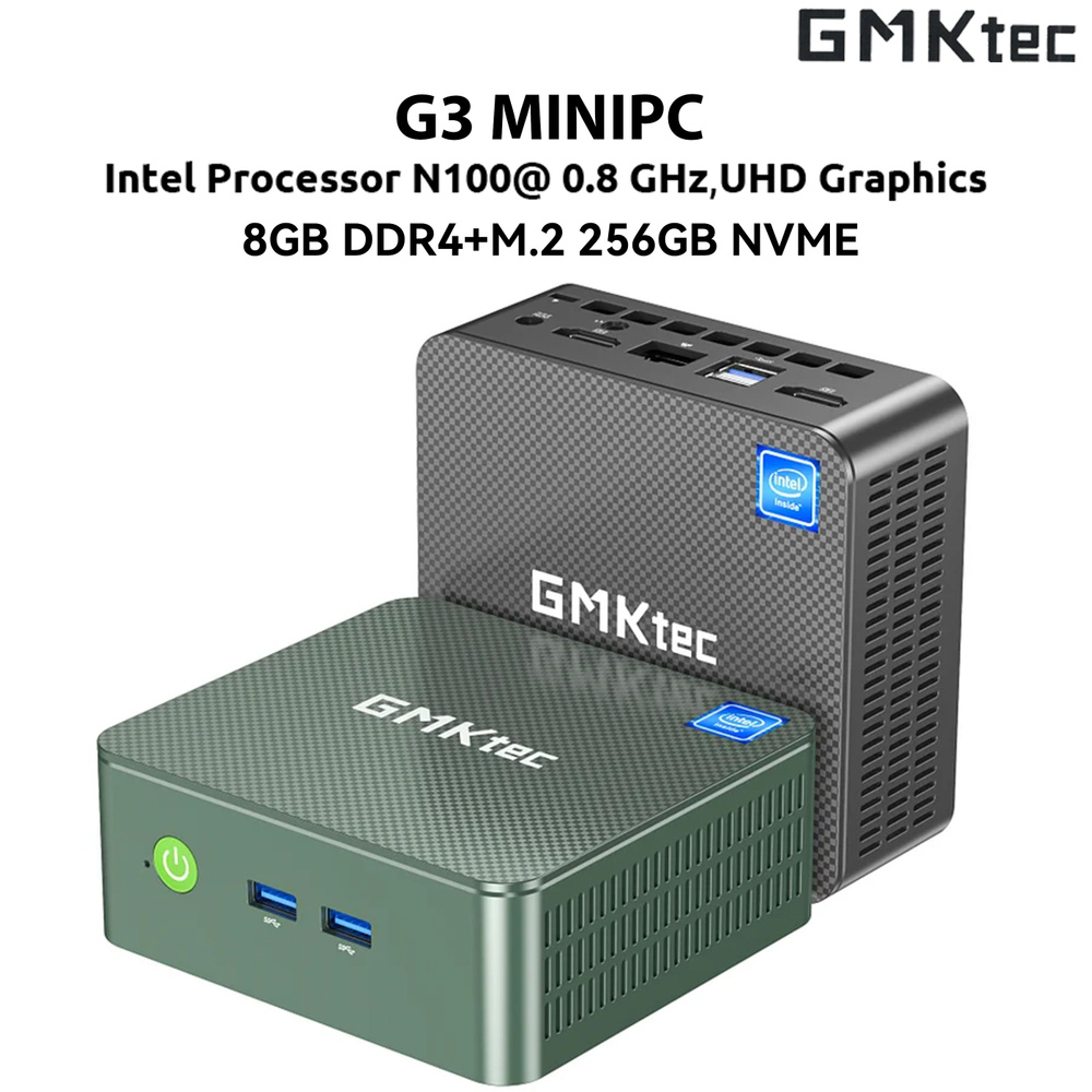 GMKtec Мини-ПК Мини-ПК (Intel Alder Lake N100, RAM 8 ГБ, SSD 256 ГБ, Intel UHD Graphics, Windows 11 Pro), #1