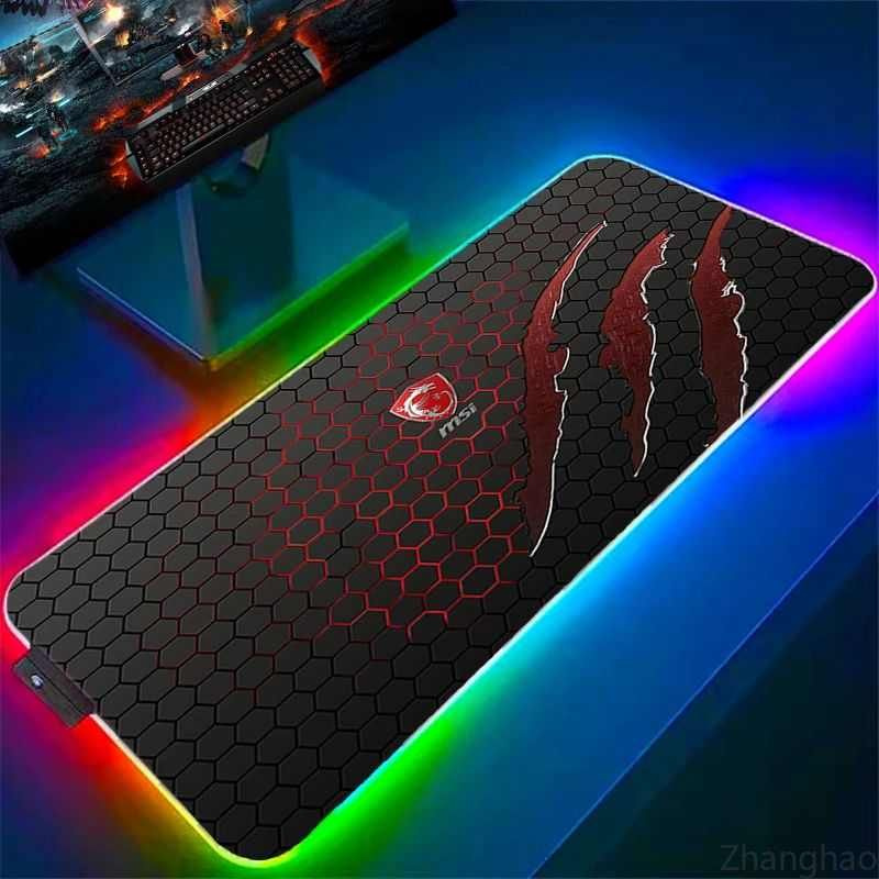 MSI Игровой коврик для мыши 23455, XXL, черный матовый, серый #1