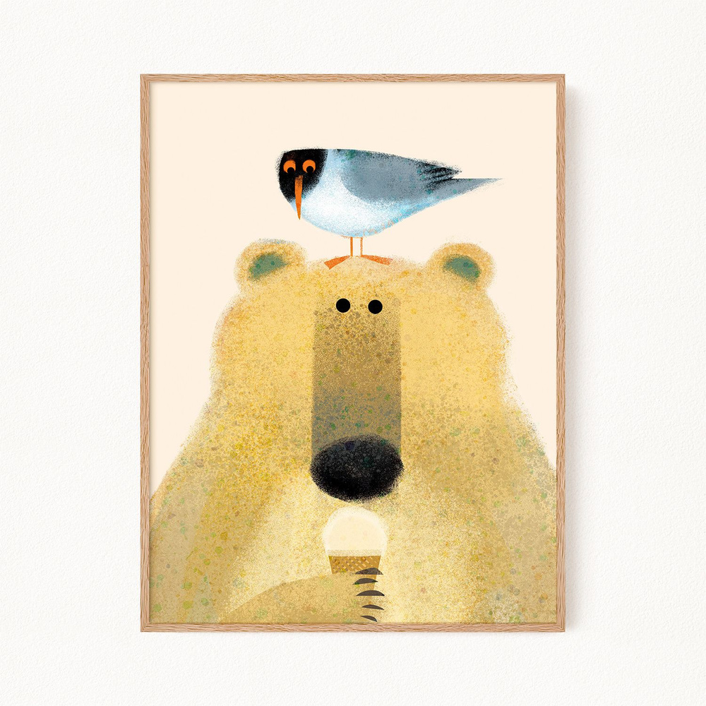 Новогодний постер "Polar Bear with Gull", 30х40 см #1