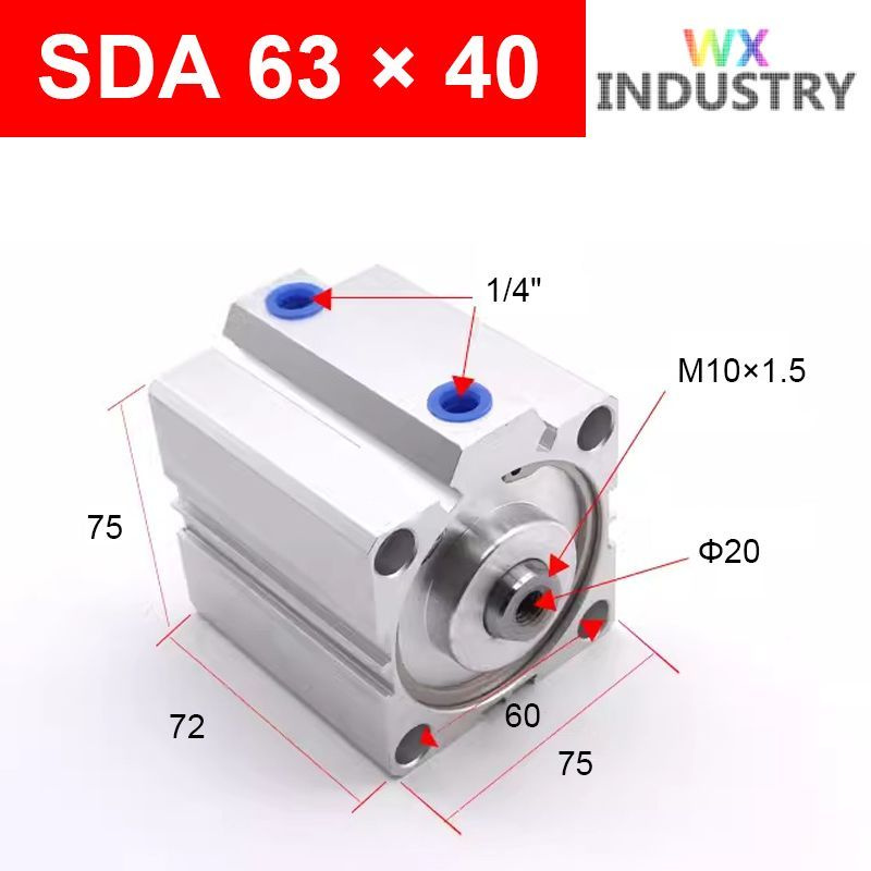 Пневмоцилиндр SDA 63X40,ход поршня 40 мм #1