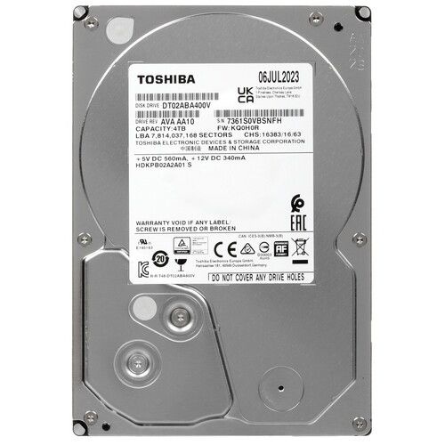 Toshiba 4 ТБ Внутренний жесткий диск 4 ТБ,128 МБ, SATA III, 6 Гбит/с ([DT02ABA400V])  #1