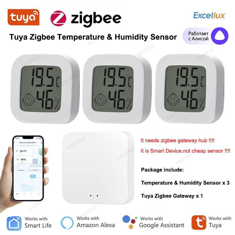 Умный датчик температуры и влажности Zigbee, Tuya Smart Life, Алисой и Google Assistant  #1