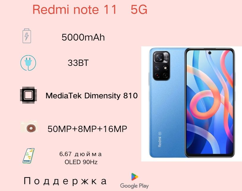 Redmi Смартфон Смартфон Redmi note11 5G (Поддержка и)Google, универсальное по всему миру, возможность #1