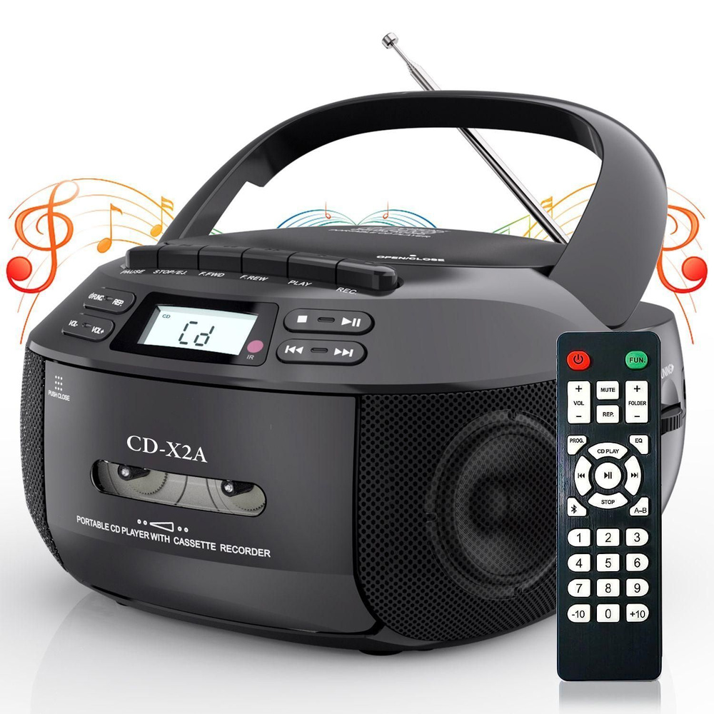 Boombox cd player портативный,проигрыватель компакт дисков, Cassette Bluetooth AM/FM Radio Стереозвук #1