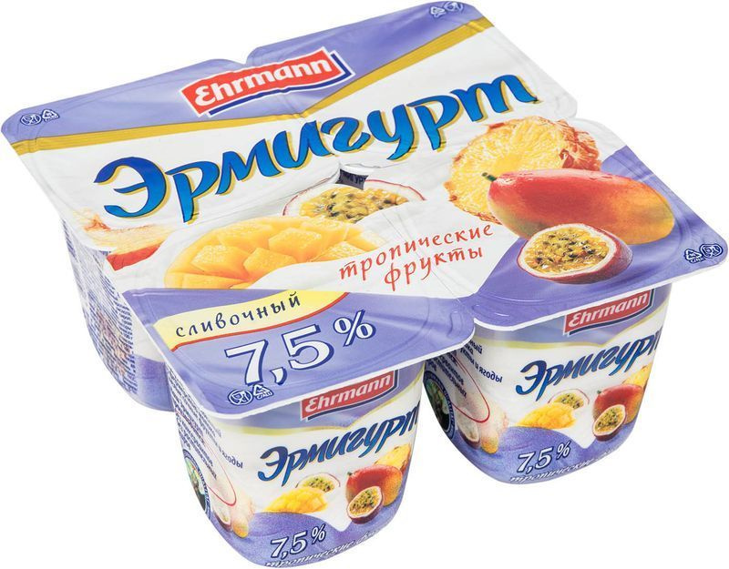 Продукт йогуртный Эрмигурт Тропические фрукты 7.5% 100г #1