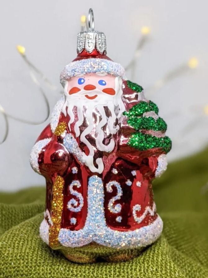 Елочная игрушка ручная роспись морозко С1313, стекло, 72мм,новогодние елочные игрушки, шары на елку #1