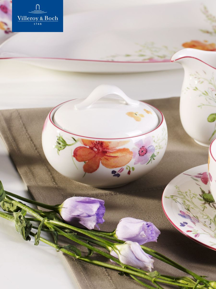 Сахарница с крышкой, 450 мл, Mariefleur Basic, Villeroy & Boch, Премиум-Фарфор #1