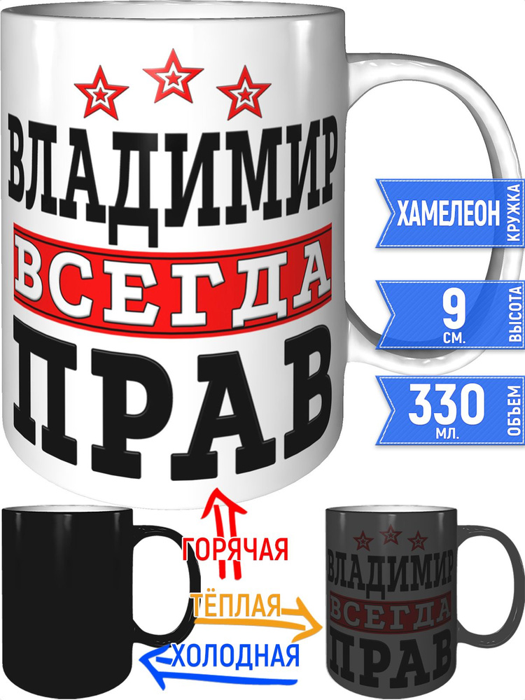 Кружка Владимир всегда прав - хамелеон #1