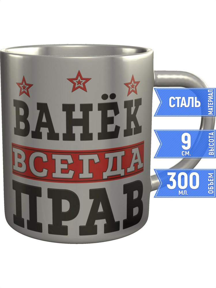Кружка Ванёк всегда прав - металлическая #1