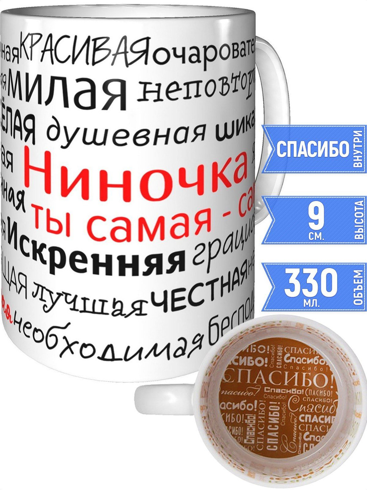 Кружка комплименты Ниночка - спасибо внутри #1