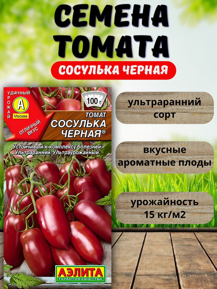 Сосулька черная, семена - томат, Аэлита скороспелый сорт для теплиц и открытого грунта #1