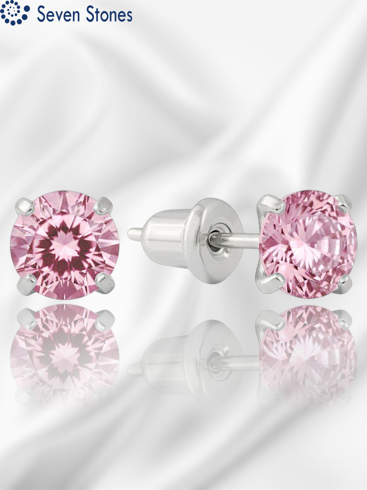 Серебряные серьги с муассанитом Sakura Pink (Розовая сакура) 5мм-0.5ct #1