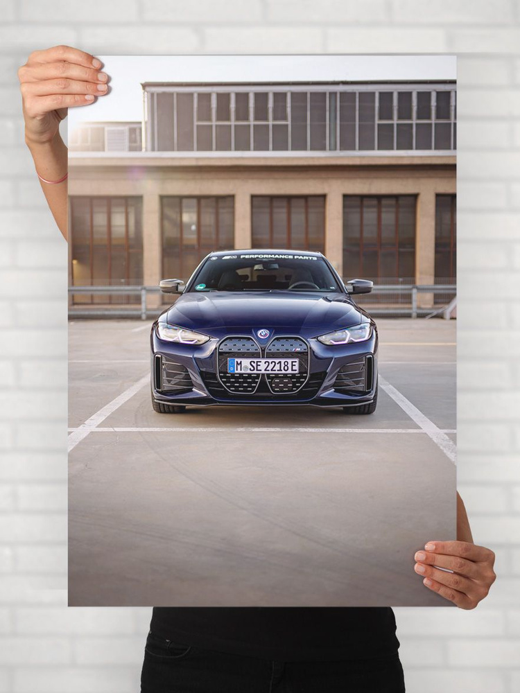 Плакат на стену для интерьера Легенды Авто (БМВ i4 M50 - BMW i4 M50 2) - Постер по машине формата A1 #1