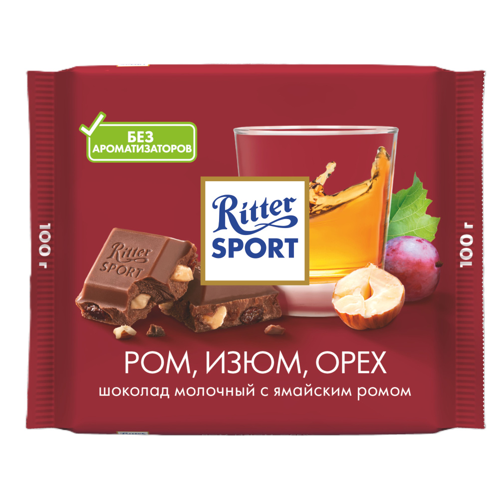 Шоколад молочный Ritter Sport "Ром, Орех, Изюм", 100 г #1
