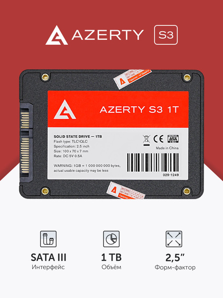 1 ТБ Внутренний SSD-диск Azerty TLC 3D NAND 2.5