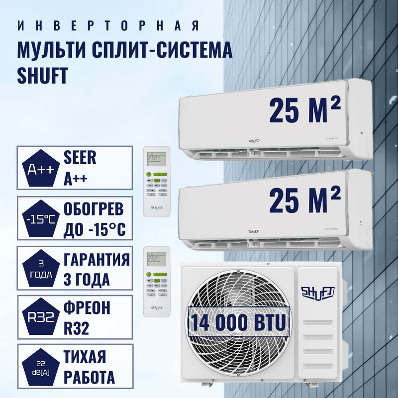 Инверторная мульти сплит система на 2 комнаты