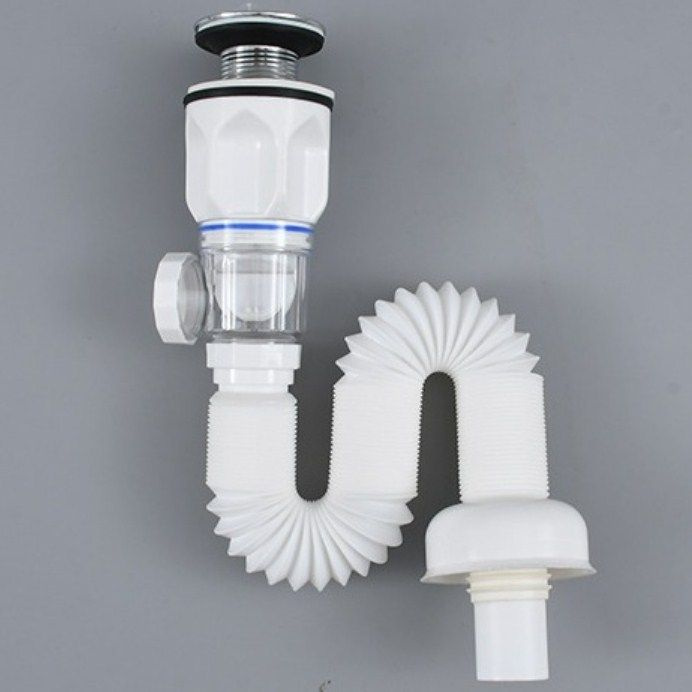 Сифон для раковины с донным клапаном клик-клак нержавейка без перелива ...