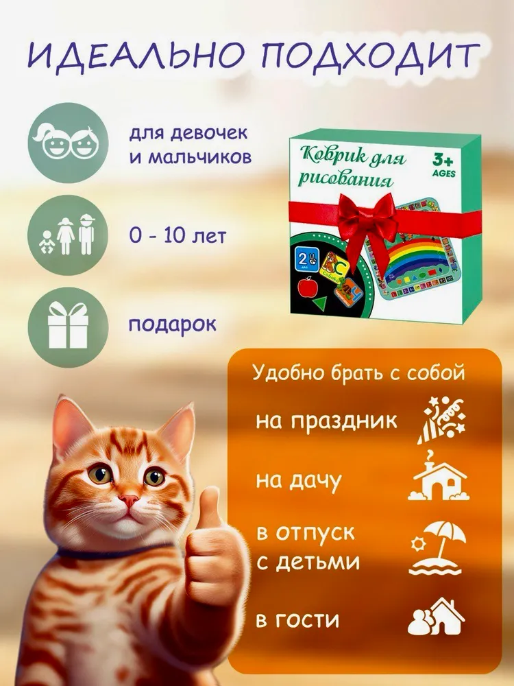 Коврик для рисования водой развивающая игрушка и набор для творчества для детей, вариант, фото 2