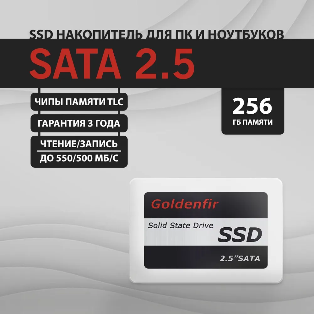 Goldenfir 256 ГБ Внутренний SSD-диск Sata 6 gb/s, 2.5", SATA III 6 Гбит/с (6 gb/s)