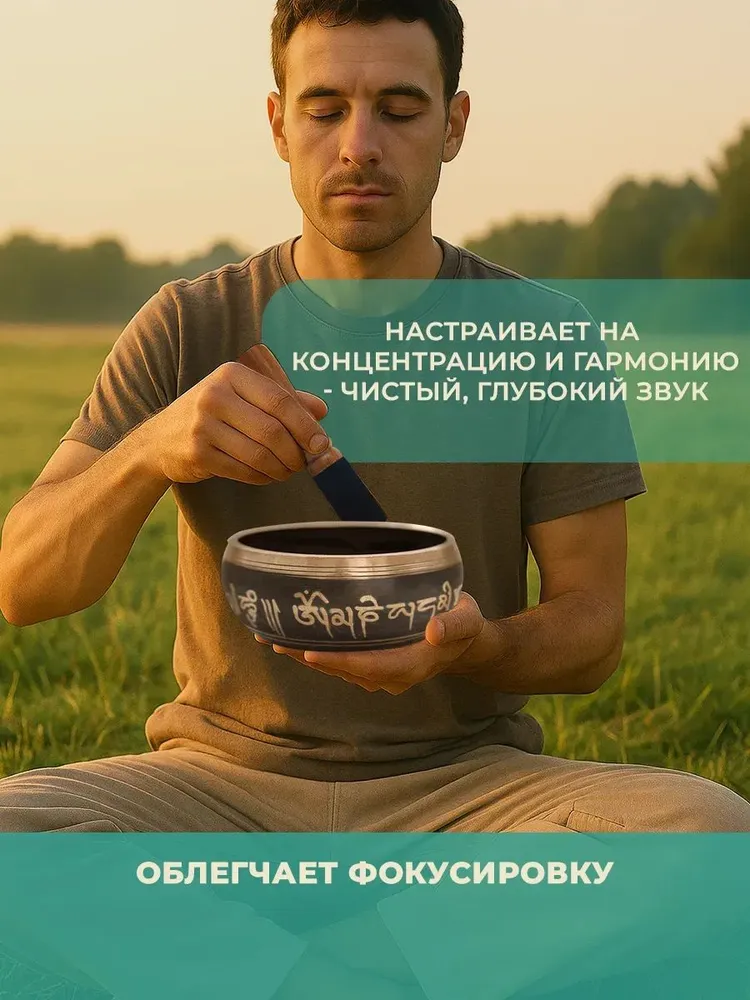 талисман Оберег/Тибетская поющая чаша для медитации металлическая 15 CM, 15, фото 6