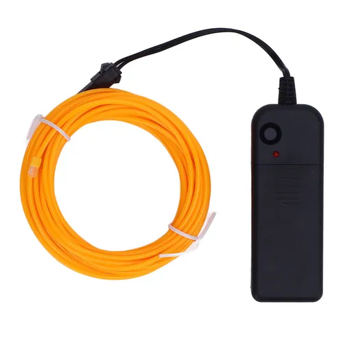 Гибкий светящийся кабель EL Wire, оранжевый, 5 м, 4 режима, 360 режется, для вечеринок и баров