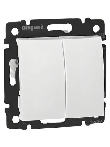 Valena Classic Выключатель 2-клавишный схема 5 10А безвинтовые зажимы белый